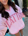 Latte - Pink Vintage V-Neck Sweatshirt