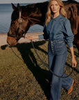 Holly High Rise Patch Pocket Flare Jeans | Dark Wash