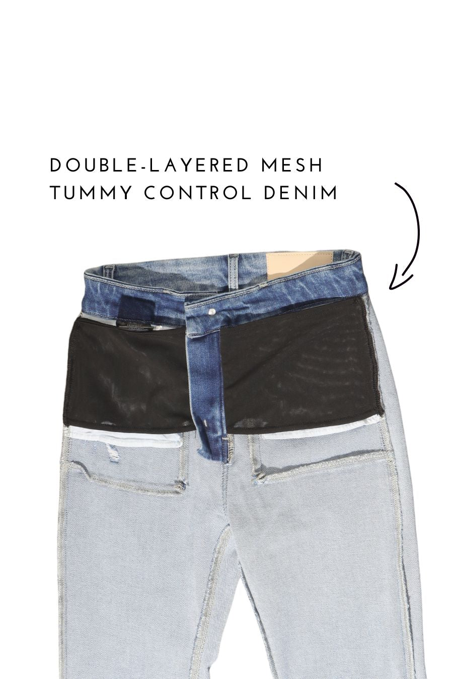 Artemis Vintage |Mesh Tummy Control High Rise Straight W/ Single Cuff Jeans