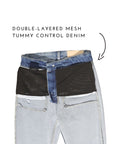 Artemis Vintage |Mesh Tummy Control High Rise Straight W/ Single Cuff Jeans - My Pampered Life Seattle