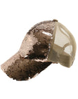 Sequin Mesh Back High Ponytail CC Ball Cap BT723