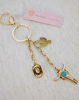 Western Bull Skull & Cactus Bag Charm