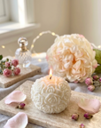 Rose Blossom Sculpture Candle – Hand-Poured Soy Wax | Ivory & Rose Pink