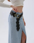 Vintage Leaf Studded Western Belt