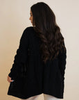 Cable Knit Open Front Cardigan