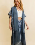 Embroidered Longline Kimono – Boho Lace Layering Duster