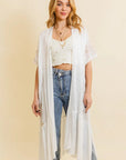 Embroidered Longline Kimono – Boho Lace Layering Duster