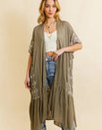 Embroidered Longline Kimono – Boho Lace Layering Duster