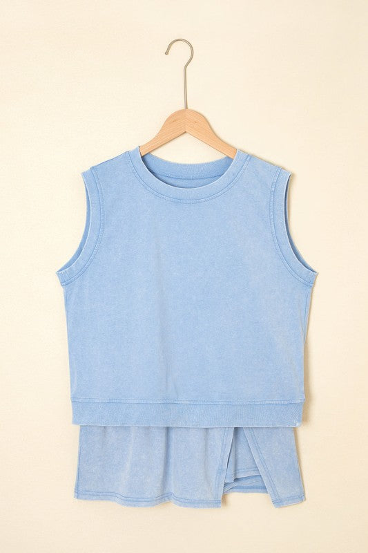 Mineral Wash Tank Top and Lined Split Skirt Set