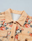 Floral Denim Buttoned Long Sleeve Tunic Jacket