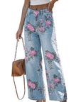 Floral Denim Wide Leg Jeans