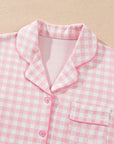 Pink Gingham Button-Front Pajama Set