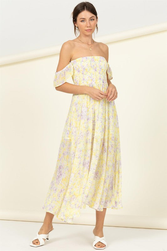 HYFVE Pastel Florals Smocked Midi Dress