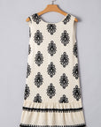 Geometric Sleeveless Hollow Bow-Back Mini Dress