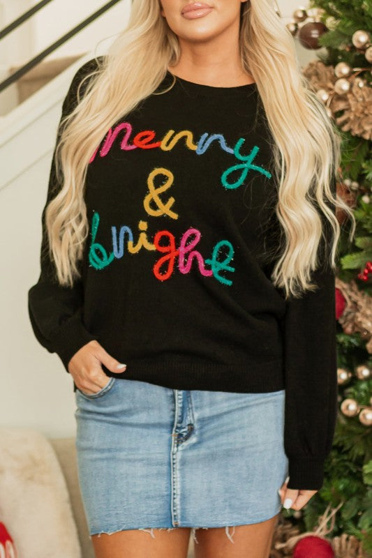 Christmas Merry & Bright Tinsel Long Sleeve Sweate