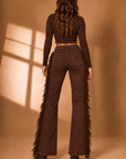 GJG Denim Westwood Studded Fringe Bootcut Jeans — Chestnut