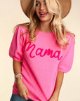 Mama Pop Up Letter Sweater Knit Top