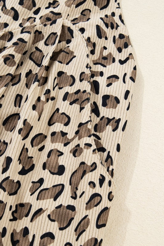 Leopard Bib Wide Leg Jumpsuit