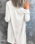 Solid Open-Front Buttoned Cardigan