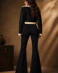 GJG Denim Rockstar Rouge Flare Jeans — Black with Sherpa Panels