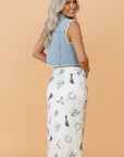 Western Lace Trim High Waist Maxi Skirt