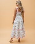 Floral Stripe Detail Knot Strap Maxi Dress