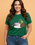 Plus Size Mallard Duck Faux Patchwork Graphic Tee