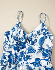 Floral Twisted Bust Spaghetti Strap Backless Maxi Dress