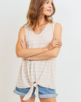 Cotton Bleu by Nu Label Sleeveless Front Tie Striped Top