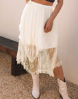 Lace Cascading Tiered High Waist Maxi Skirt