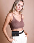 Mini Faux Leather Belt Bag with Gold Chain