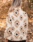 Western Aztec Sherpa Quarter-Zip Collared Sweatshirt