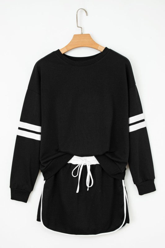 Varsity Stripe Pullover and Mini Skirt Set