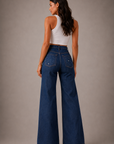 GJG Denim Celeste Rhinestone Wide-Leg Jeans — Dark Wash