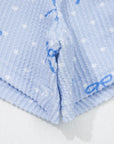 Polka Dot Bow Corded Knit Top and Shorts Set