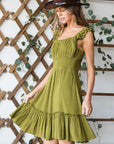 Jade By Jane Ruched Waist Ruffled Sleeveless Dress PLUS