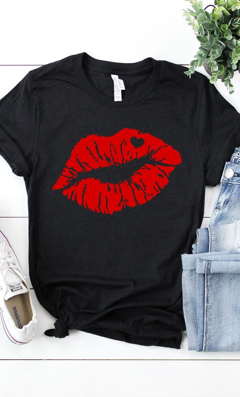 Red Lips Valentines Graphic Tee PLUS