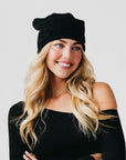 Cable Rolled Edge Cashmere Beanie