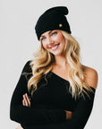 Cable Rolled Edge Cashmere Beanie