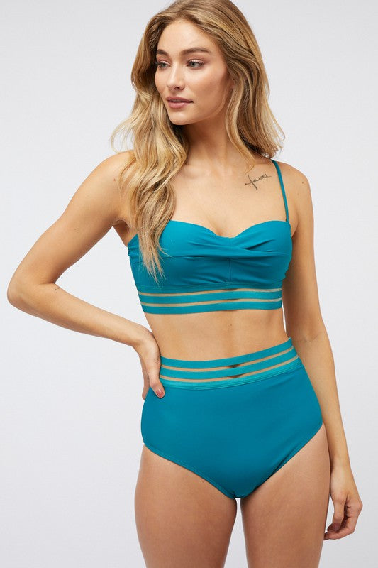 Davi &amp; Dani Solid Two Piece Swimsuit - Online Only