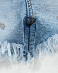 Western Embroidered Studded Denim Shorts