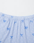Polka Dot Bow Corded Knit Top and Shorts Set