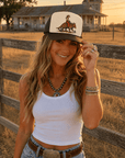 Cowgirl Riding Armadillo Trucker Hat