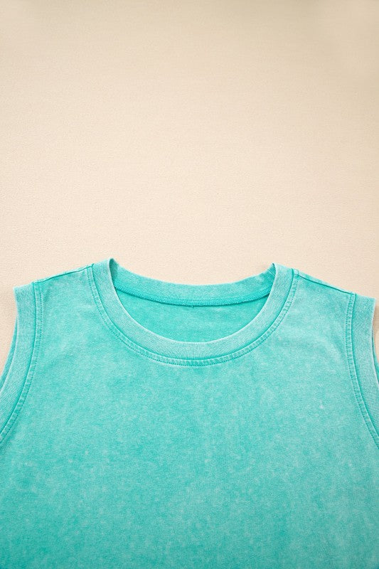 Mineral Wash Tank Top and Lined Split Skirt Set