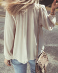 Floral Embroidered Textured Puff Sleeve Shirt