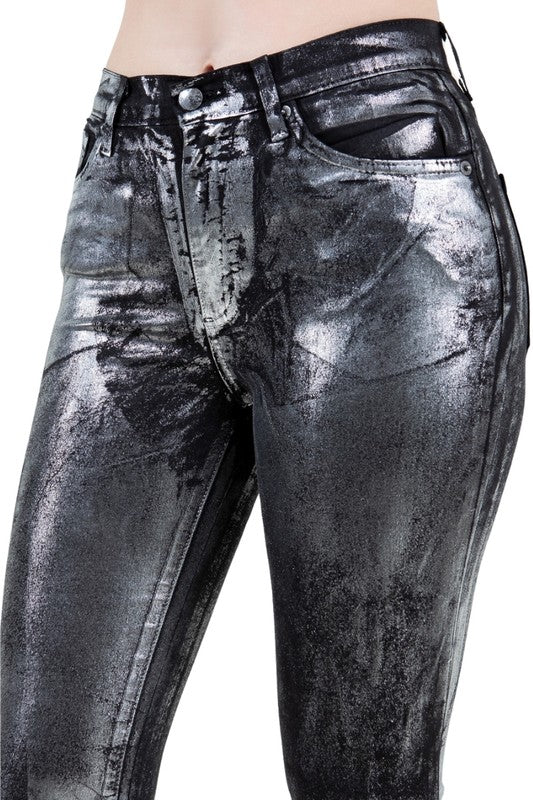 GJG Denim Metallic Bell Bottom Jean Black -Inseam 32