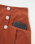 Corduroy Scalloped Edge High Waist Shorts