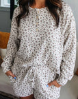 Floral Henley Top and Drawstring Shorts Set