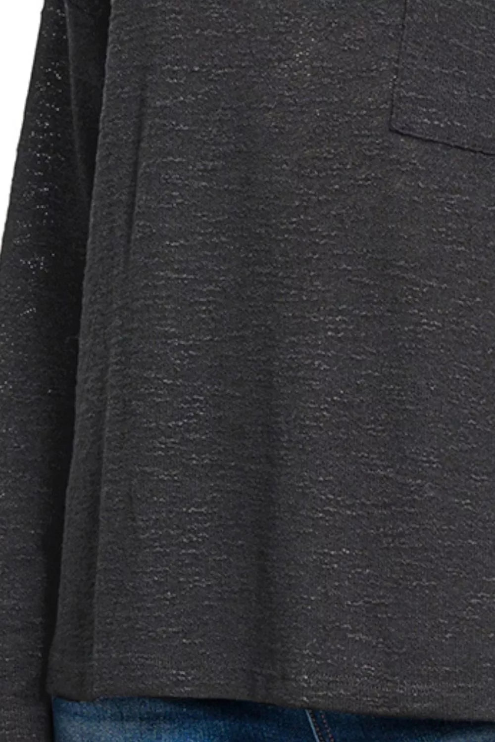 Zenana Slub Hacci Long Sleeve T-Shirt in Black