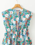 Floral Bow Tie Sleeveless Peplum Blouse